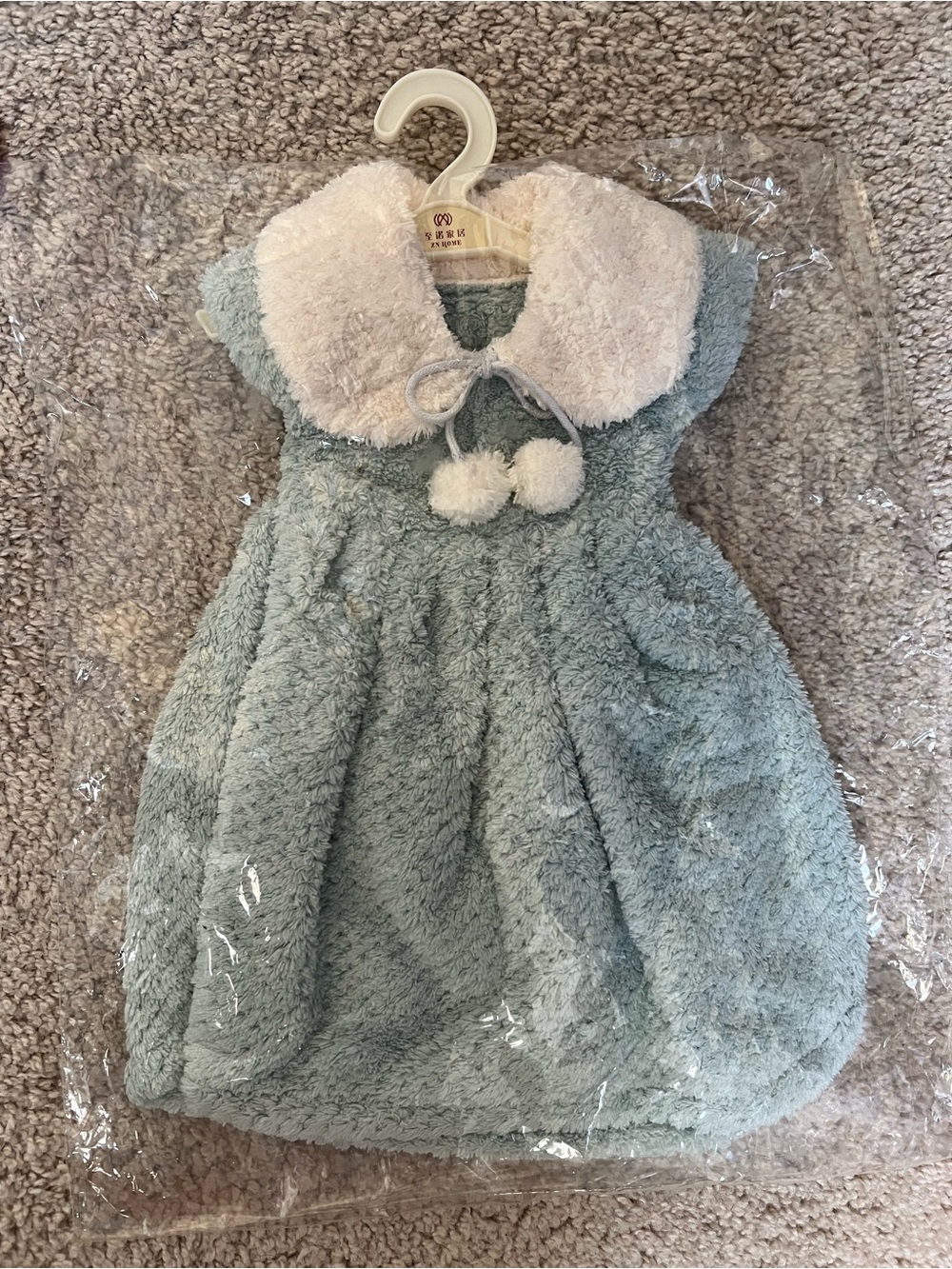 Newborn Plush Baby Dress - Sage Green with White Collar